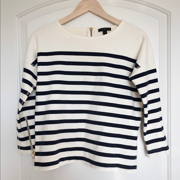 J. Crew Tops - J. Crew stripe zip up top